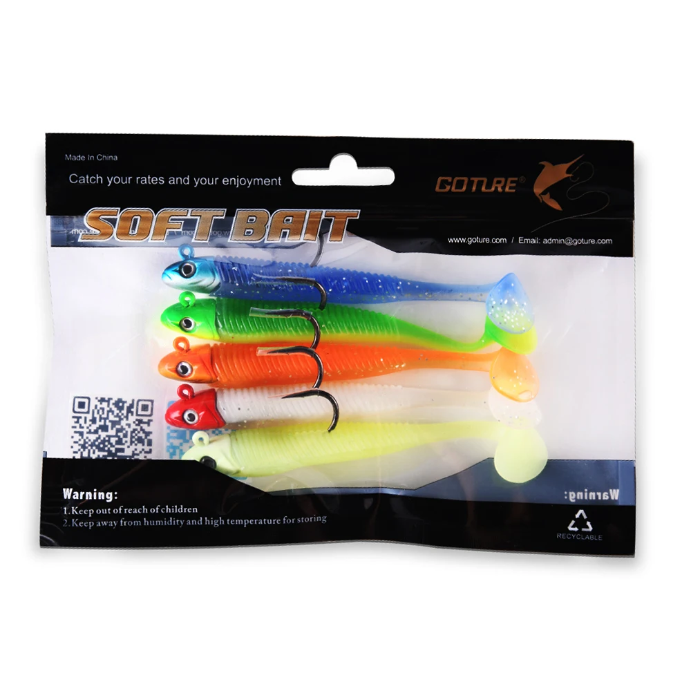 

Goture 5pcs 108mm 14g Lead Head Soft Lure Wobbler Minnow Artificial Bait with Sharp Hook For Fishing Peche