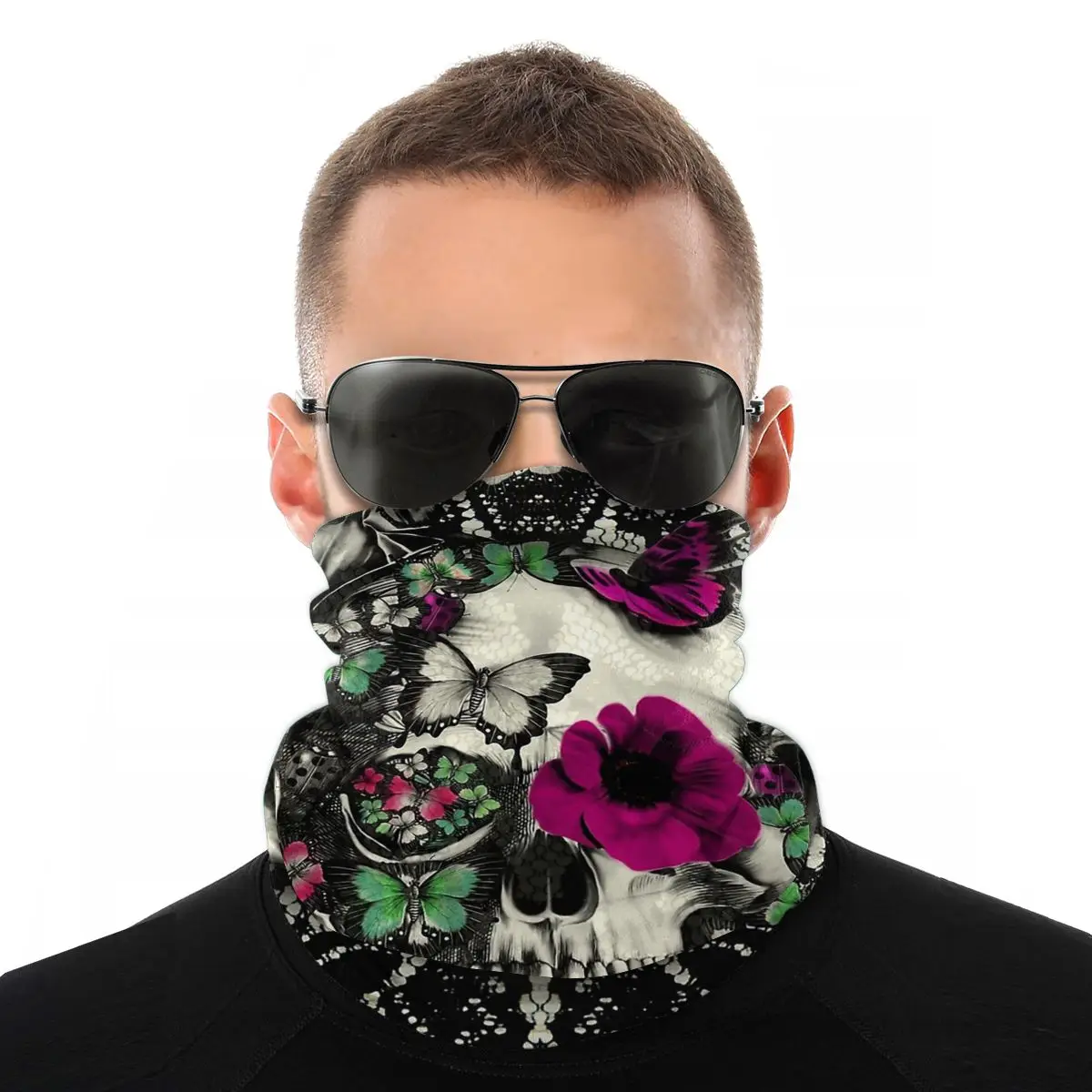 

Victorian Gothic Lace Skull Scarves Neck Face Mask Men Women Neck Warmer Tubular Bandanas Protective Headwear Biking Hiking
