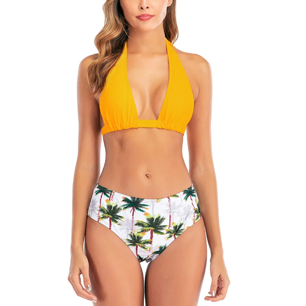 Сексуальное бикини бандаж в горошек с высокой талией пуш ап купальник для женщин