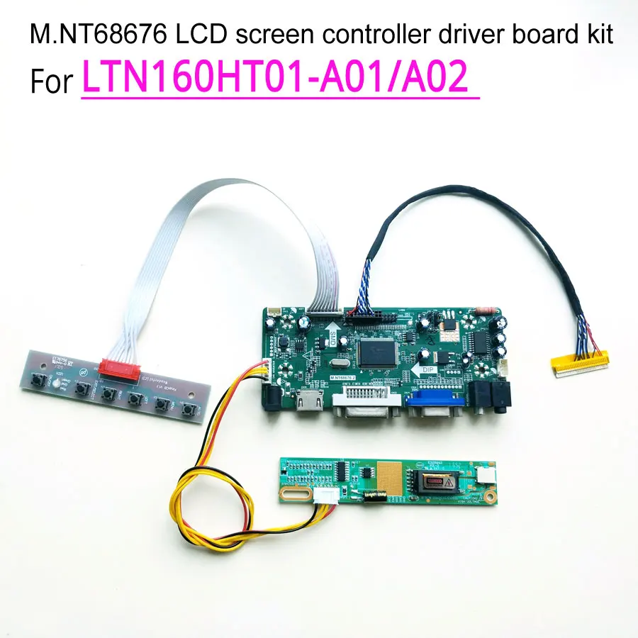 

For LTN160HT01-A01/A02 M.NT68676 Display Controller Drive Card 1920*1080 16" LVDS 30Pin CCFL LCD Monitor Panel VGA+DVI Kit