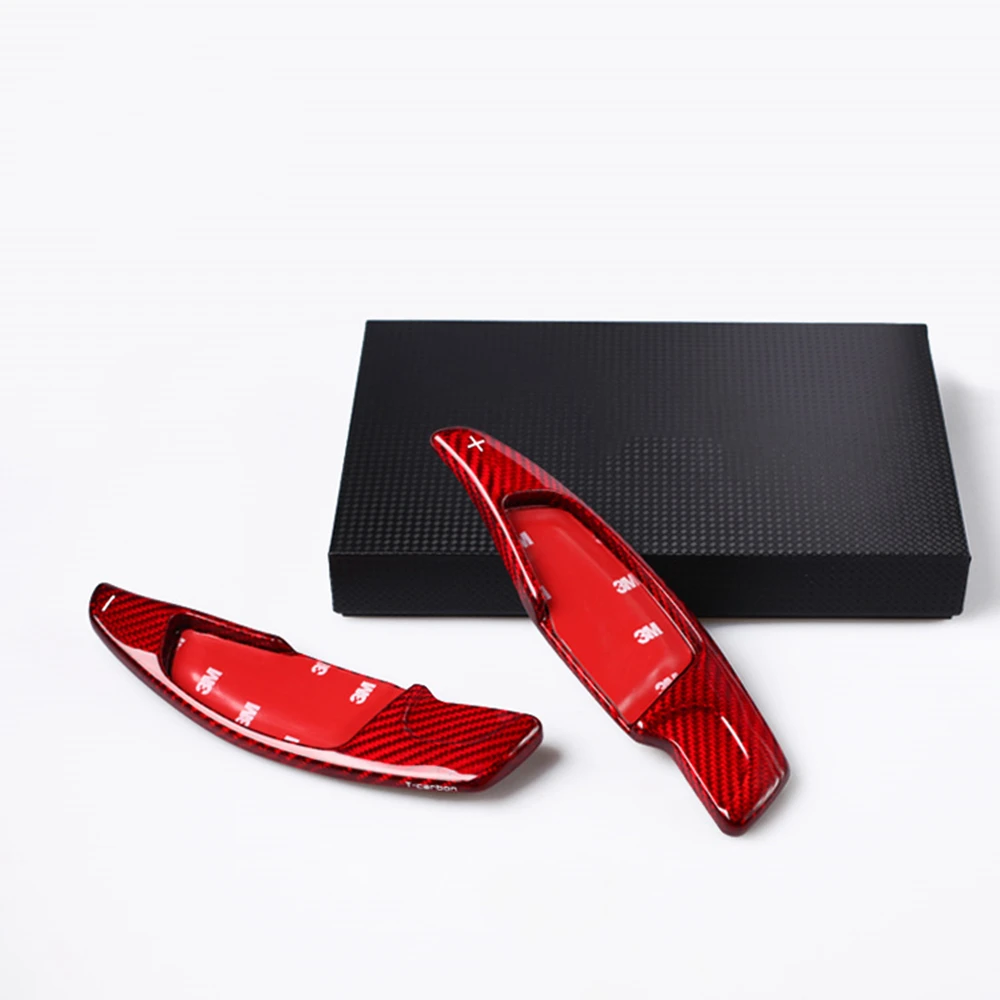 

2pcs Car Gear Steering Wheel Shift Paddle Extension Carbon Fiber Red/Black Shifter Paddle Pad Cover Trim For BMW New 5 Series