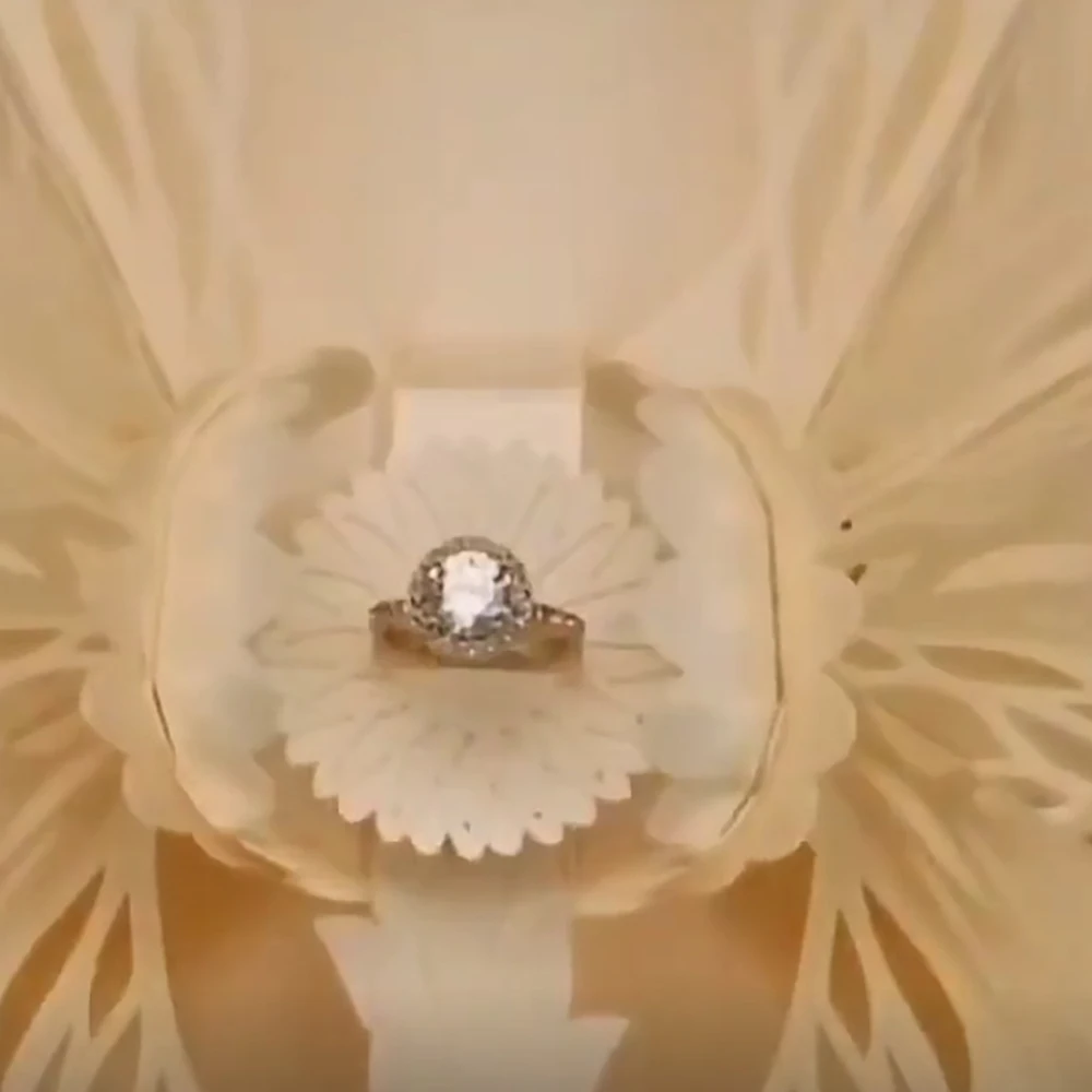 Креативная Выдвижная коробка для колец бумажная скульптура цветочные лепестки