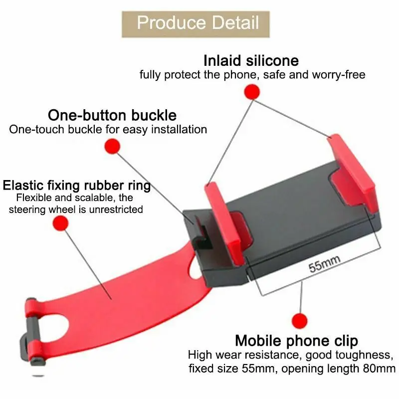 ABS + эластичный резиновый автомобильный держатель для телефона на руль