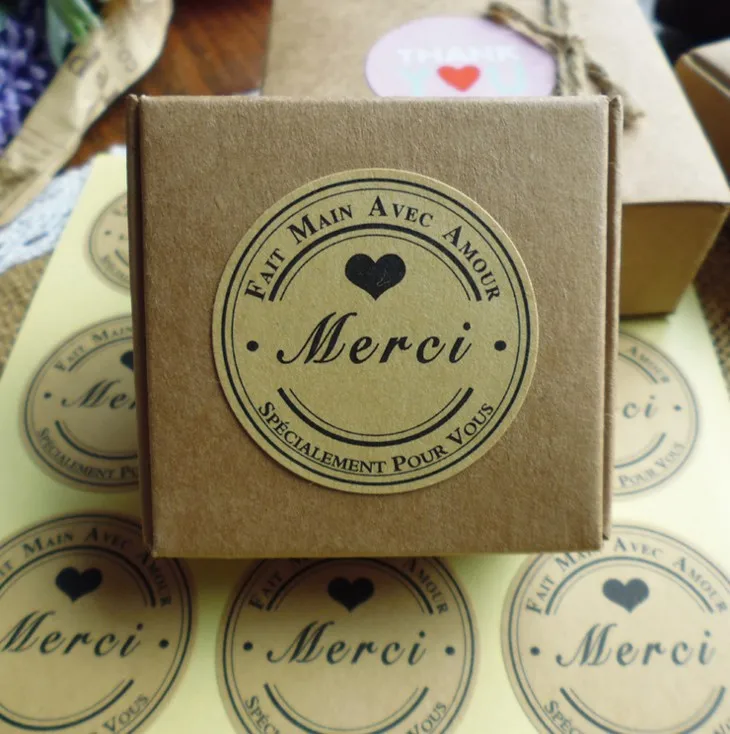 120 шт./упак. крафт Бумага круглой формы в форме сердца пекарня запечатывания