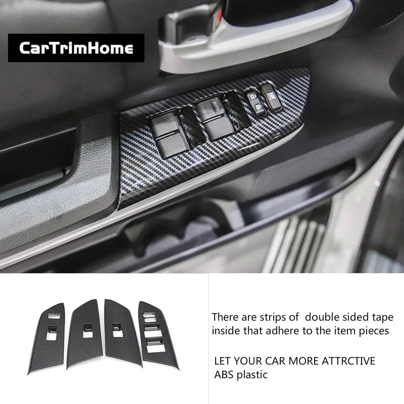 

For Toyota Tundra 2014-2021 Carbon Fiber Black Accessories Inner Handle Cover Trim Armrest Storage Box Decoration Kit