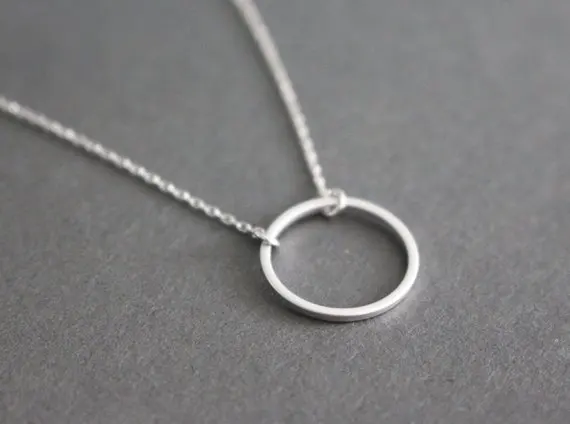 

1 Hollow Simple Dainty Geometric circle shape pendant Necklace Open Outline eternity circle round necklace jewelry woman gift