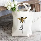 Холщовая Хлопковая сумка-шоппер Let It Bee Graphic, Классическая винтажная дамская сумочка на плечо в стиле Харадзюку 90-х, Y2K