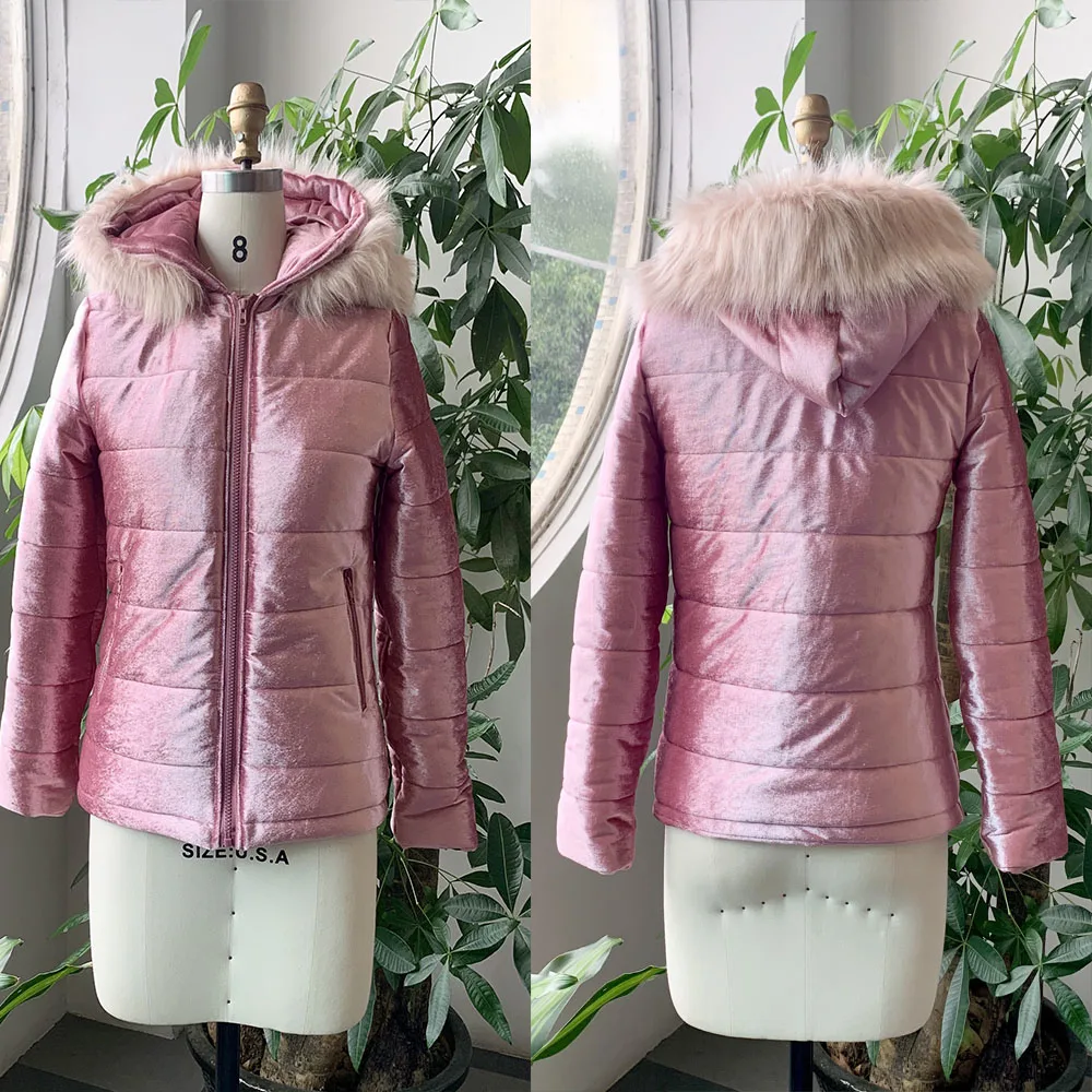 Зимняя бархатная куртка пальто женские куртки с хлопковой подкладкой серый