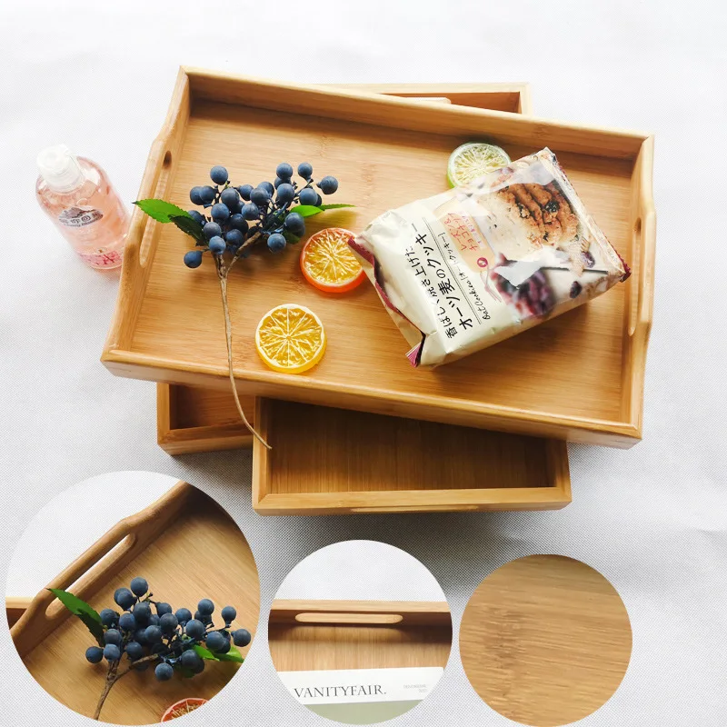 Прямоугольная бамбуковая тарелка для закусок кухонные столовые приборы поднос