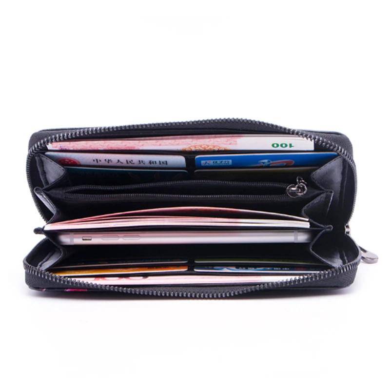 Винтажный женский кошелек из натуральной кожи с тиснением лотоса/оленя/павлина