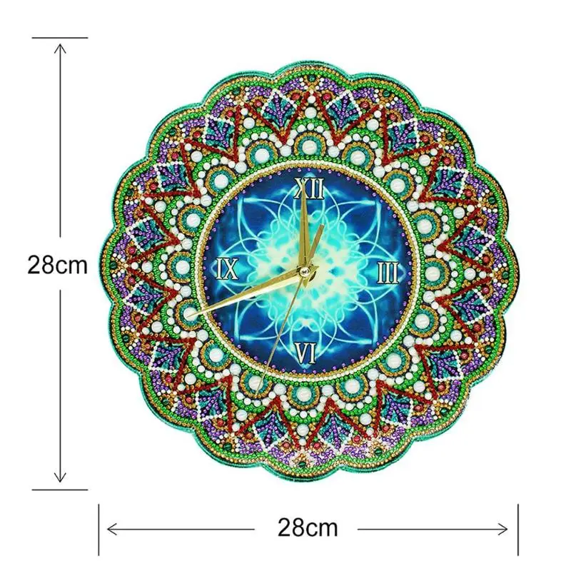 Cross Stitch Datura Hanging Clock Luminous PVC Chevron DIY Full Drill Special Shape Diamond Painting Home Wall Decoration | Дом и сад