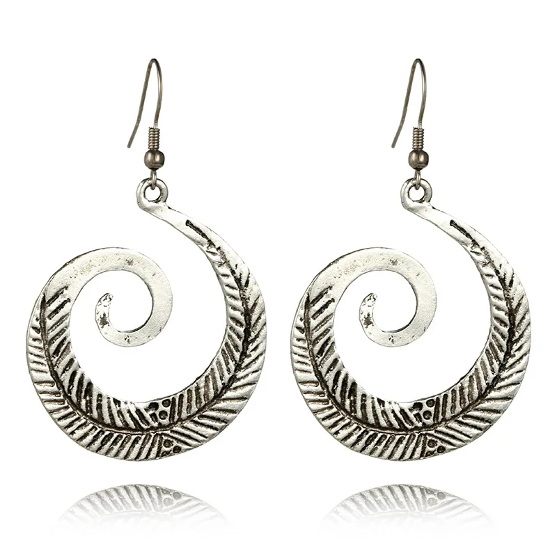 

Серьги из сплава с гальваническим покрытием в стиле ретро, Спиральные серьги, персонализированные и креативные Подвесные серьги в виде лис...