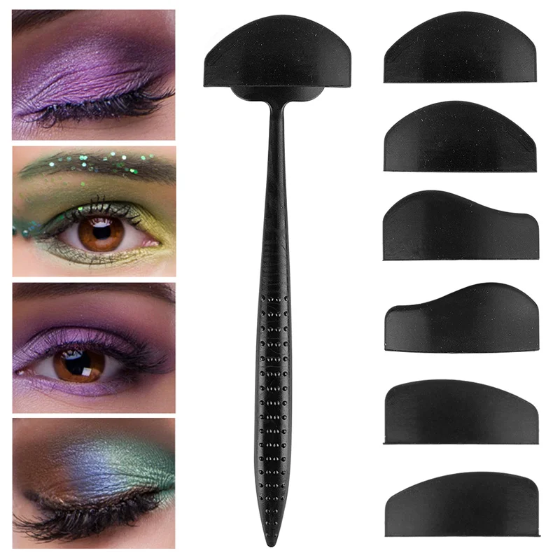 

6 in 1 Eyeshadow Stencil Crease Line Kit Lazy Eye shadow Fixer Eyebrow Stamp Seal Molds Cut Crease for Eyes Makeup kit Tool Set