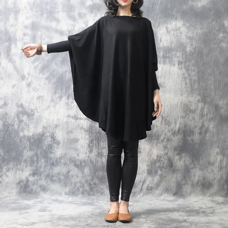 

SuperAen Autumn Winter New Solid Plus Size Shawl Loose Soft Sweater Women Coat Slash Neck Batwing Sleeve Casual Tops