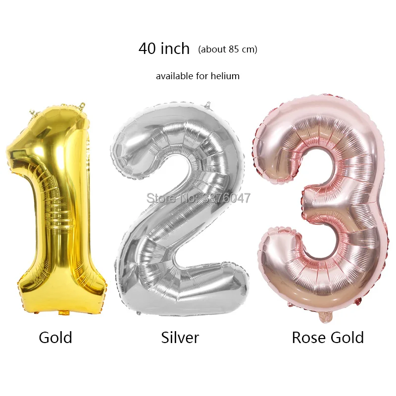 1pcs 40 inch number 0 1 2 3 4 5 6 7 8 9 balloons rose gold silver happy birthday party decorations anniversary digital | Дом и сад