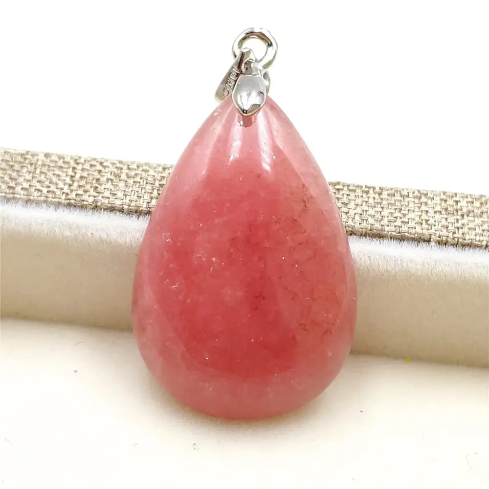 Высокое качество натуральный ледяной красный ожерелье из родохрозита подвеска в