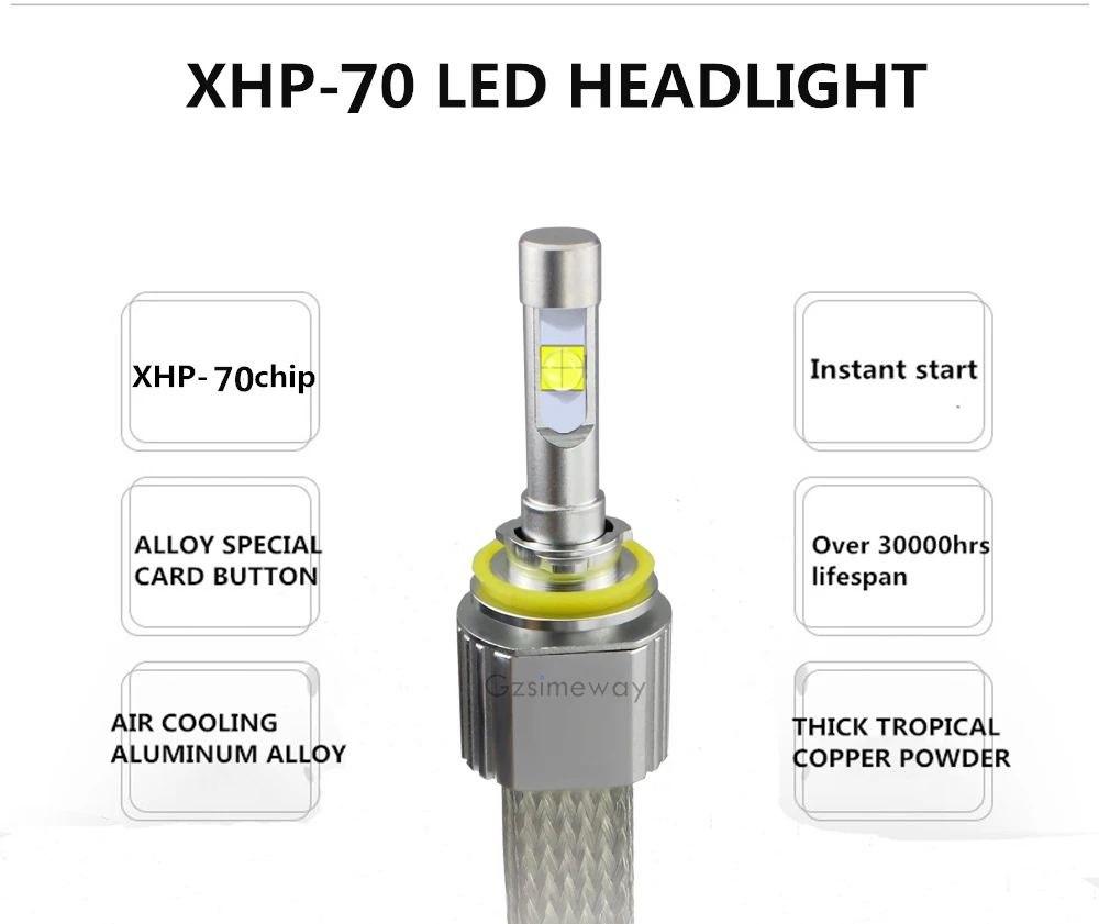 Автомобильные светодиодные фары H11 Kit xhp70 светодиодный 6000K 55W 6600LM super H4 H7 H8 H9 HB3 9005 HB4