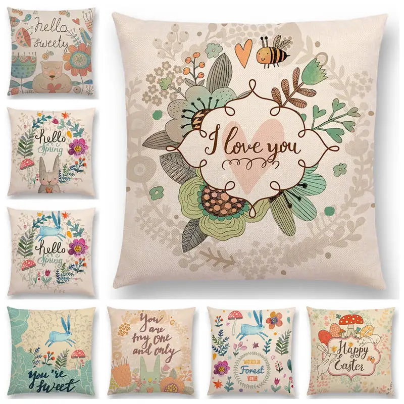 Лесные деревья цветы растения милые животные кролик медведь пчелы с наилучшими