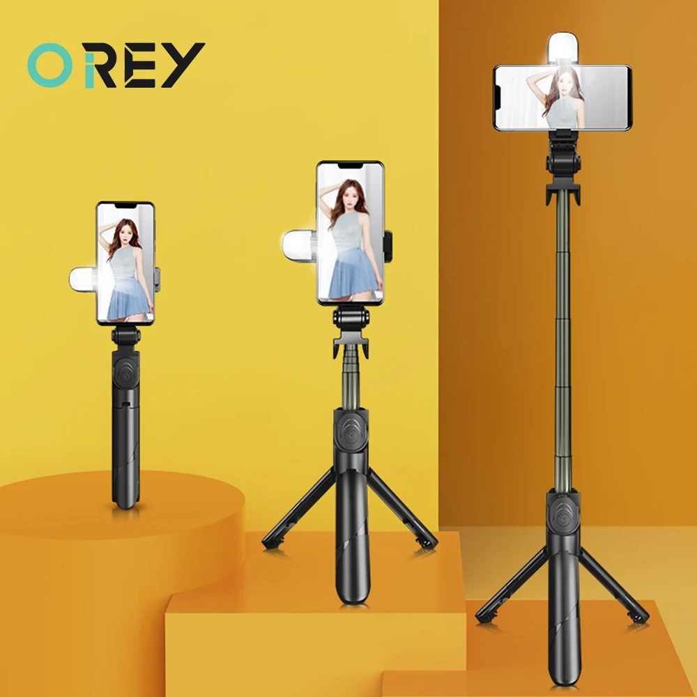 

Wireless Bluetooth Selfie Stick Foldable Mini Tripod With Light Shutter Remote Control For IOS Android Smartphone Phone Holder