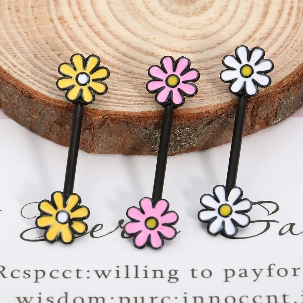 

2 Stuks Titanium Tepel Piercing Hart Barbell 14G Opal Tepelhoedje Bloem Charmante Tepel Ringen Voor Vrouwen Body Piercing s