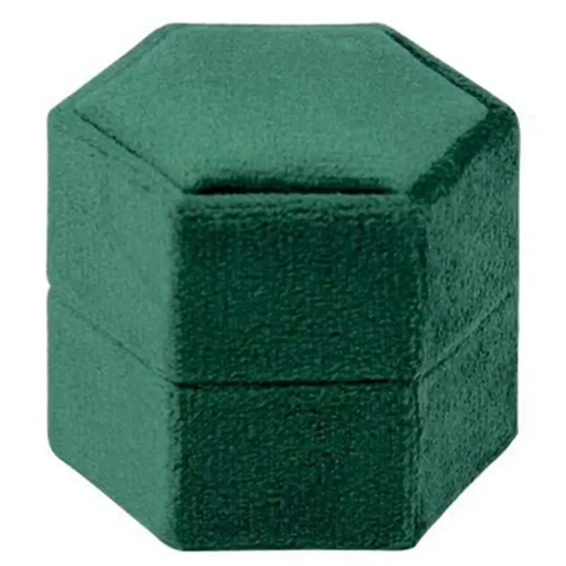 

Hexagonal Velvet Ring Box Gorgeous Vintage Double Ring Display Stand for Engagement, Wedding, Ceremony