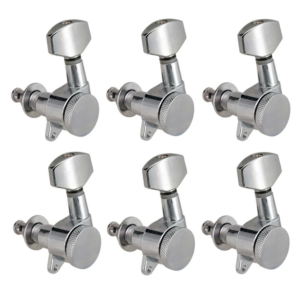 6 Pieces Guitar String Tuning Peg Tuner Machine Heads Knobs - Locking Set for Electric -Silver (6 Left ) | Спорт и развлечения