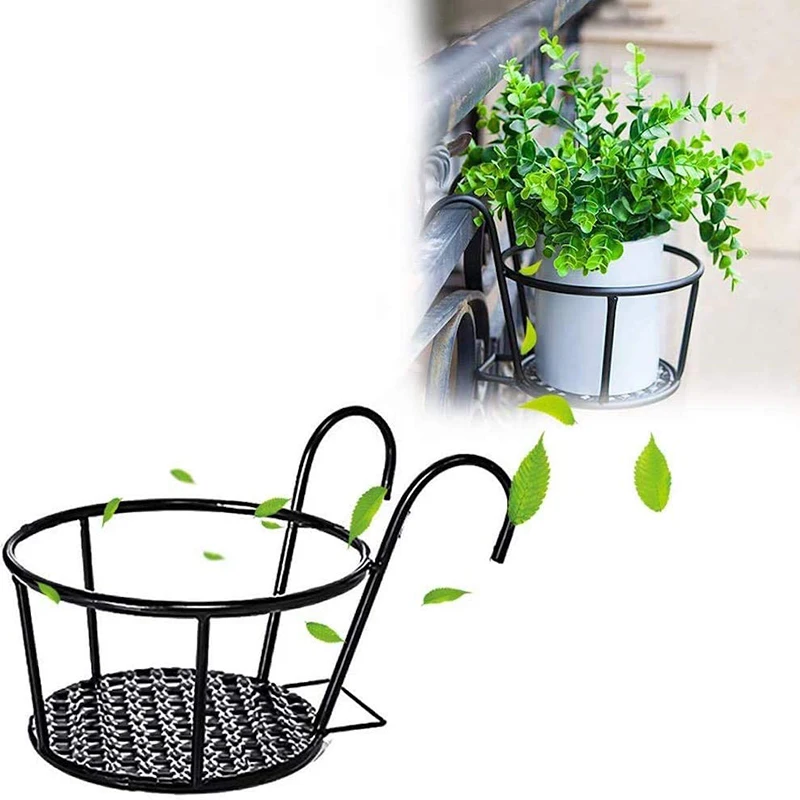 

3 Packs of Iron Hanging Baskets and Flower Pot Racks Are Perfect for Indoor and Outdoor Patio Porches and Fences (Black)