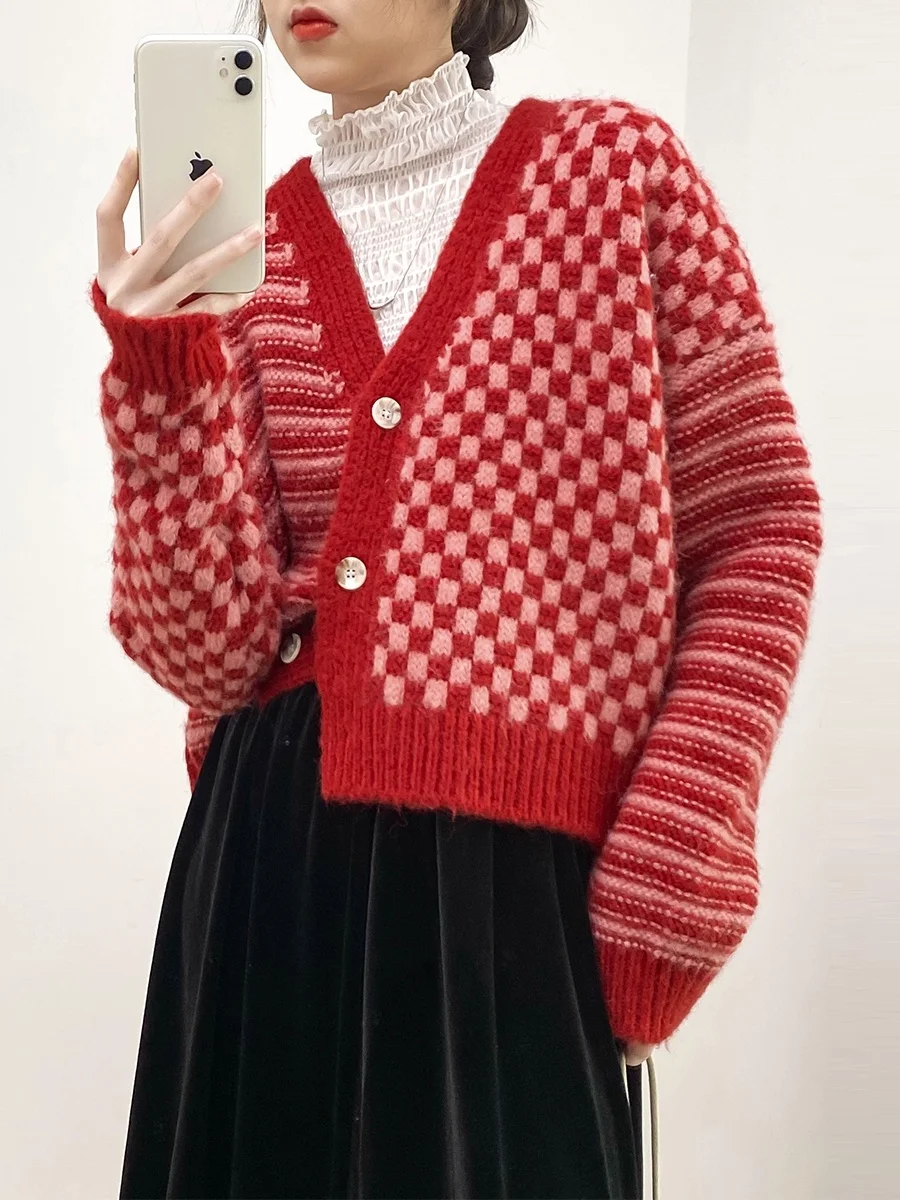 Свитер с длинным рукавом пуговицы кардиган оверсайз уличный рукав летучая мышь