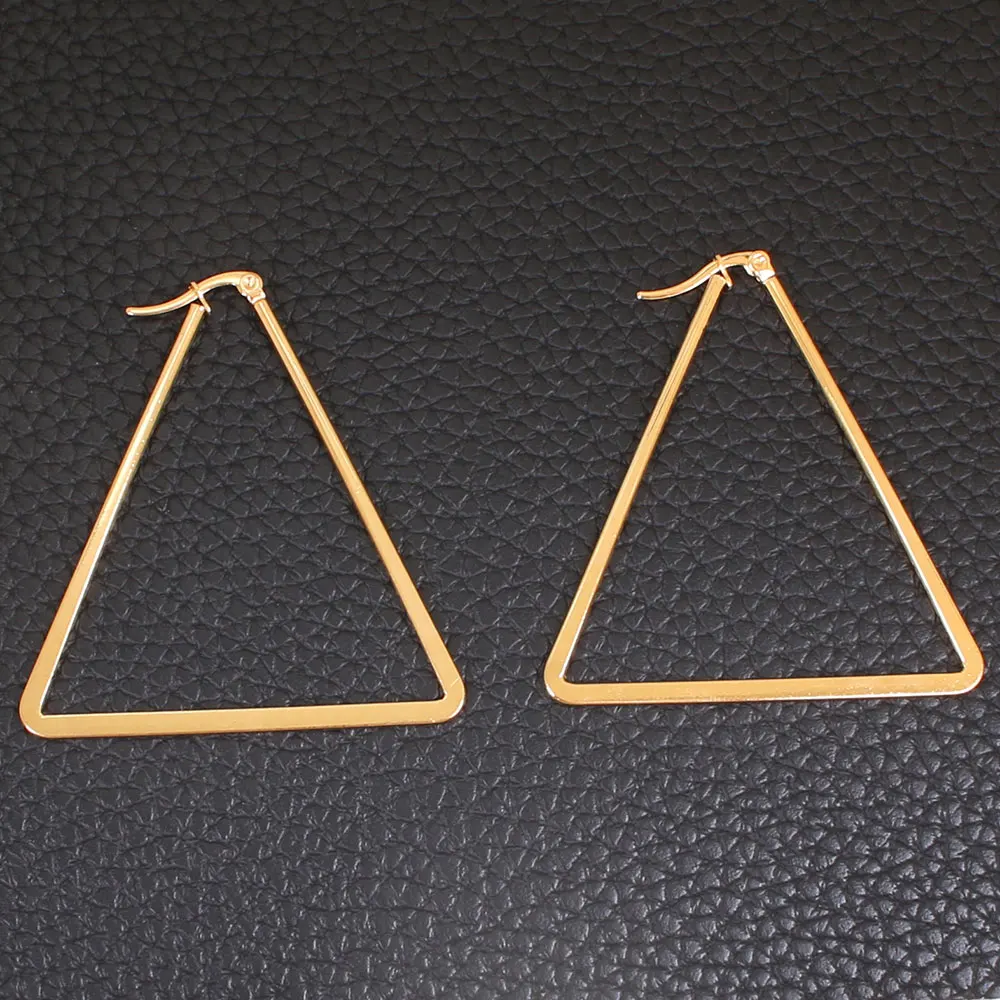 Большие треугольные серьги капли золотого цвета модные ювелирные изделия из