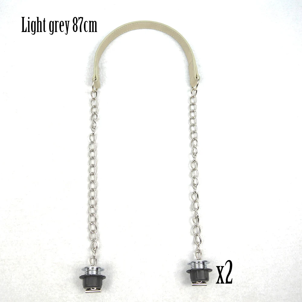 light grey Новинка, Tanqu, 1 пара, нубук, плоская, серебряная, длинная, толстая, с одной цепочкой, с пряжкой, серебряные винты для Obag, O сумка, ручки для женской сумки - Color: light grey