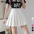 Пикантная Женская плиссированная юбка POTILI, шикарная трапециевидная женская розовая мини-юбка с высокой талией в Корейском стиле преппи, женская Танцевальная теннисная юбка