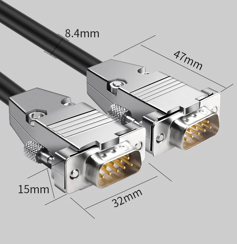 Полноразмерный поперечный кабель DB9 с металлическим корпусом линия из чистой