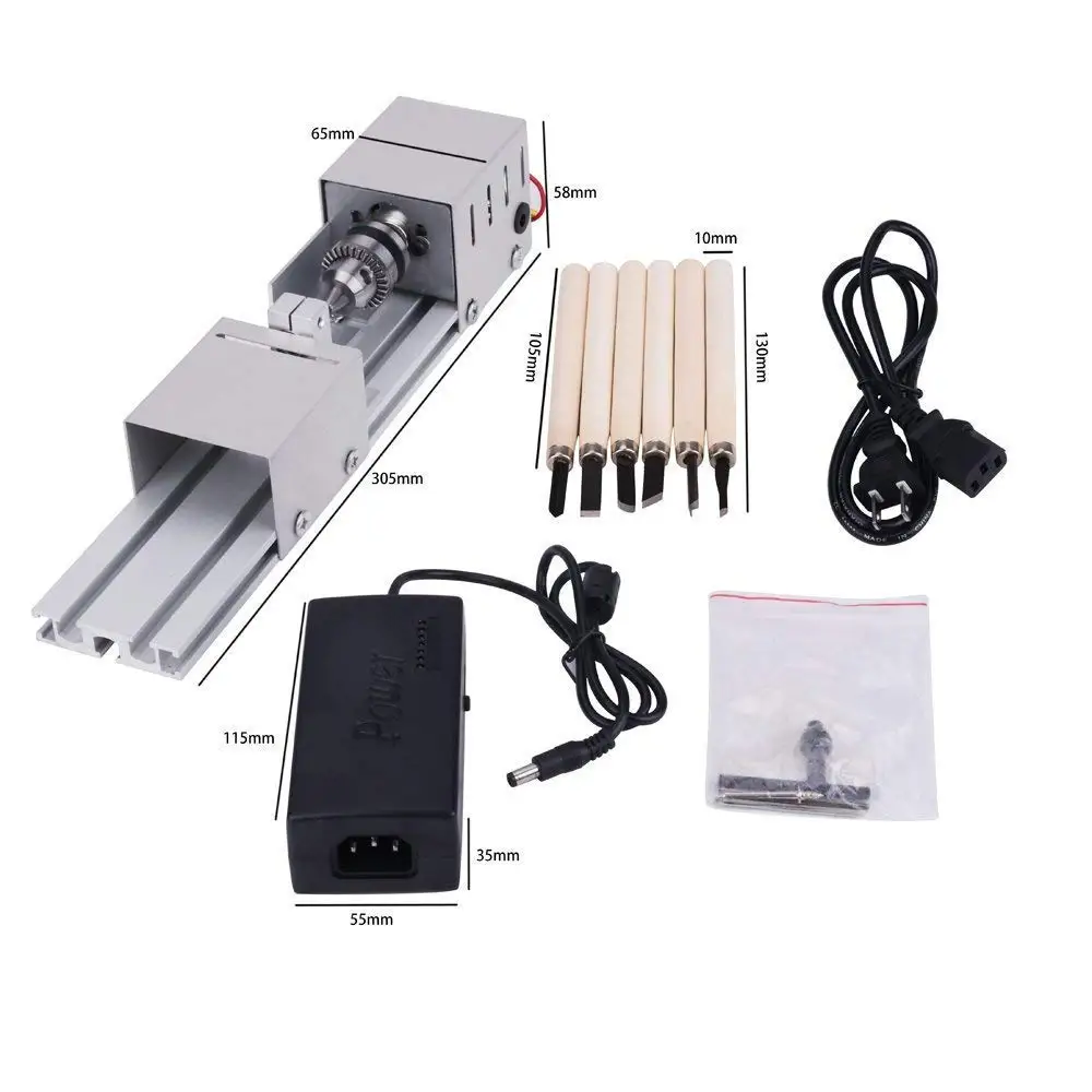 DC12-24V 96W Mini Lathe Beads Machine Woodwork DIY Standard Set with Power carving cutter Wood Tool Grinding | Инструменты