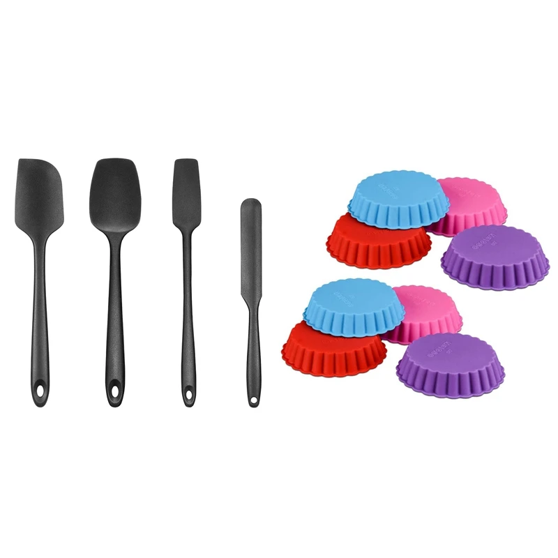 

Набор силиконовых шпателей, термостойкие шпатели с 8 силиконовыми кастрюлями, антипригарные круглые формы для пирога (4 дюйма)