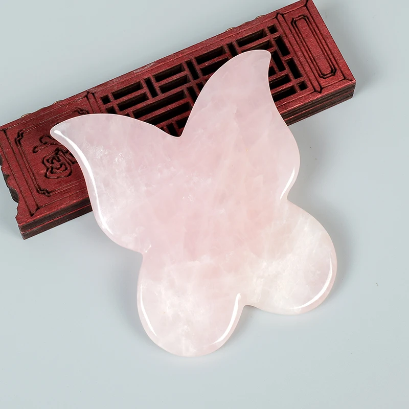 

Инструмент Butterfly Gua Sha, натуральный розовый кварц, массажная акупунктура, ручка для лица, тела, глаз, минеральное магнитное здоровье, уход за к...