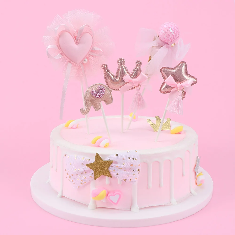 Корона звезда Топпер для торта в форме сердца украшение ко дню рождения Дети День