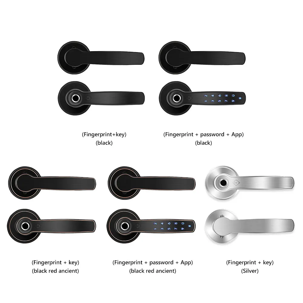 

Electronic Door Lock Fingerprint Password TT Lock Mobile Phone APP Smart Handle Lock For Home Bedroom Wooden Door