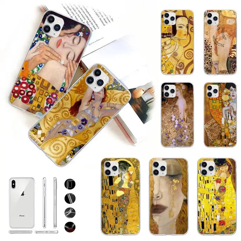 

Kiss by Gustav Klim Golden Tears Tree Boat Phone Case for iPhone 11 12 13 mini pro XS MAX 8 7 6 6S Plus X 5S SE 2020 XR case