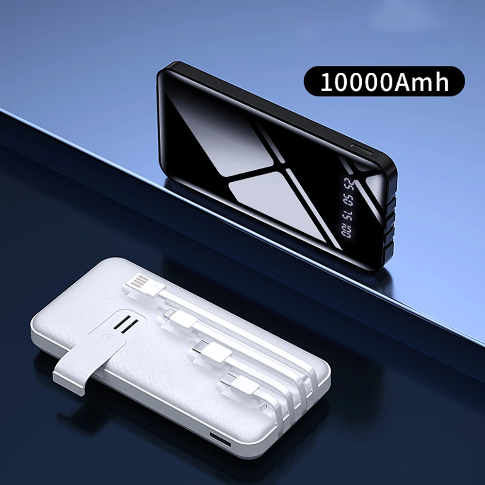 Внешний аккумулятор со встроенными кабелями 50000 мАч солнечное зарядное