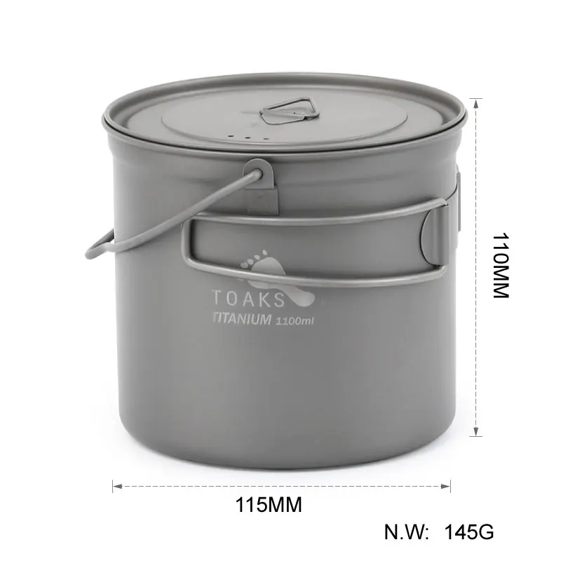 pot-1100-BH TOAKS 1100 мл титановый горшок сверхлегкий титановый чаша для кемпинга кухонная посуда Haing Pot складные ручки TOAKS 1100 мл Титан P - Цвет: pot-1100-BH