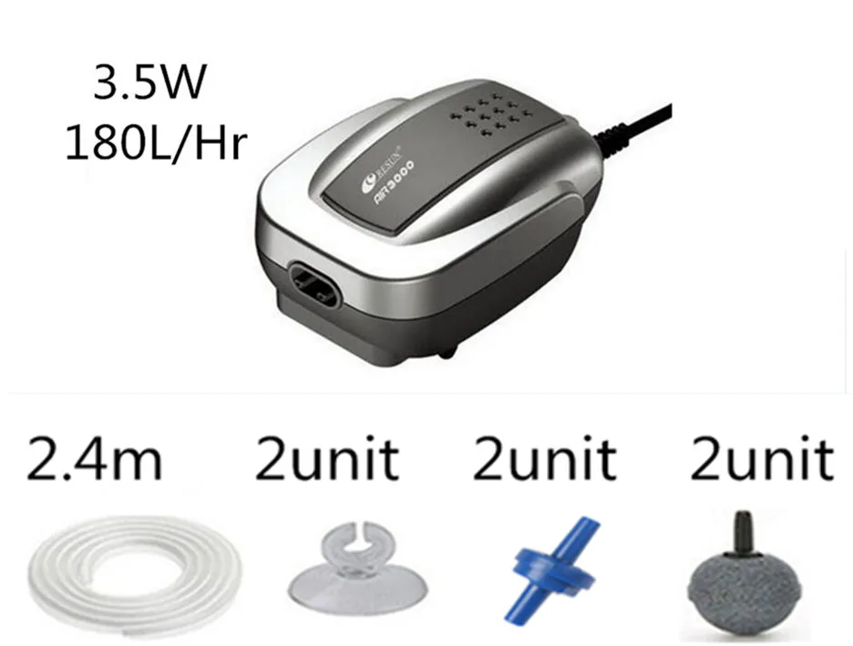AIR3000 A SET Ультра тихий аквариумный насос, одиночный воздушный насос для аквариума, кислородный воздушный насос для аквариума, аксессуары для рыб - Цвет: AIR3000 A SET