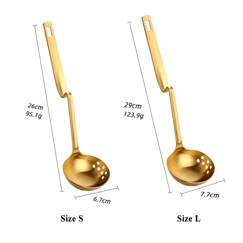 2 in 1 Long Handle Soup Ladle Serving Spoon Set Cooking Colander Kitchen Slotted With Holes Metal Table Scoop Tableware | Дом и сад