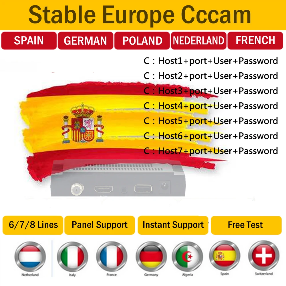 

2021 Europe C-c-cAM 3/5/6/7 Lines Satellite DVB-S2 for GTmedia V8 Nova v8 Honor V7S v8x V9 Freesat Oscam Server test 48h