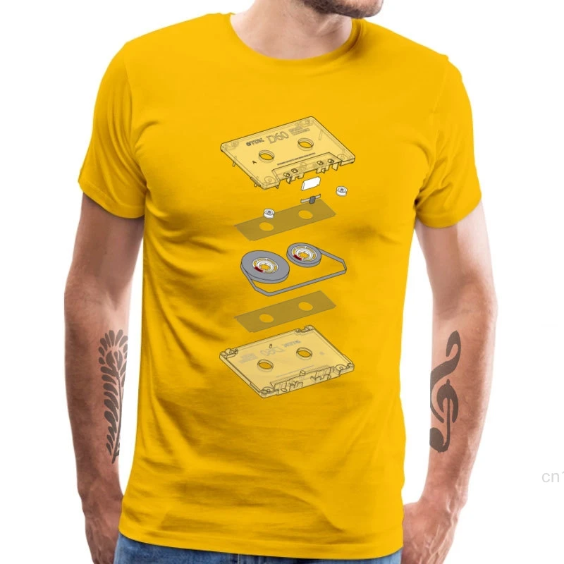 Мужская хлопковая футболка с коротким рукавом Кассетный взрыв анализ кассеты