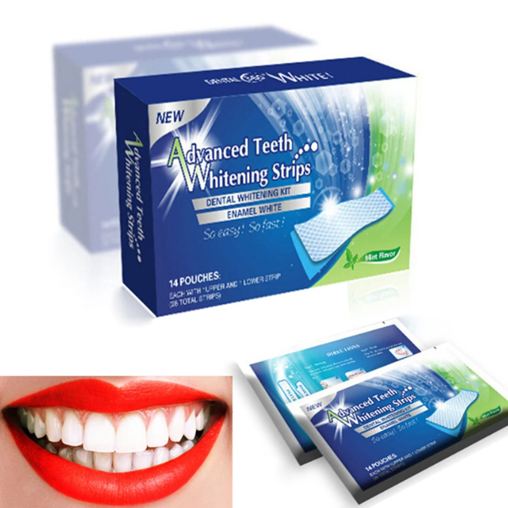 

28Pcs/14Pair 3D Gel Teeth Whitening Strips White Tooth Dental Kit Oral Hygiene Care Strip For False Teeth Veneers Dentist Seks