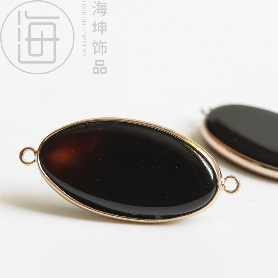 Ремесло поставка камень золотой тон в рамке около овальной 41*19 мм (ZH651 2)|Бусины| |