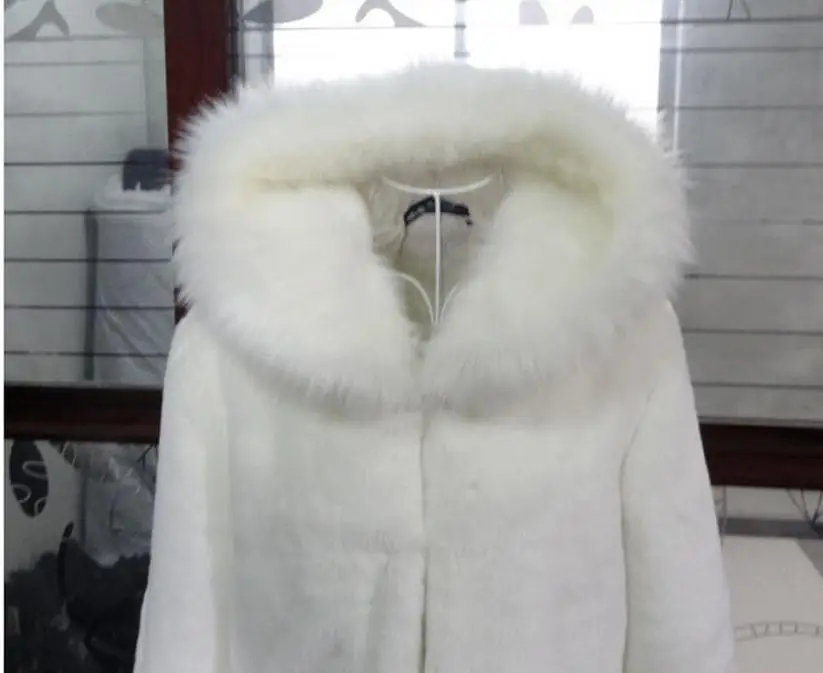S/6XL Осенняя женская черная/белая искусственная кроличья Меховая куртка большого размера, женские повседневные меховые пальто, женская зимняя меховая куртка K227