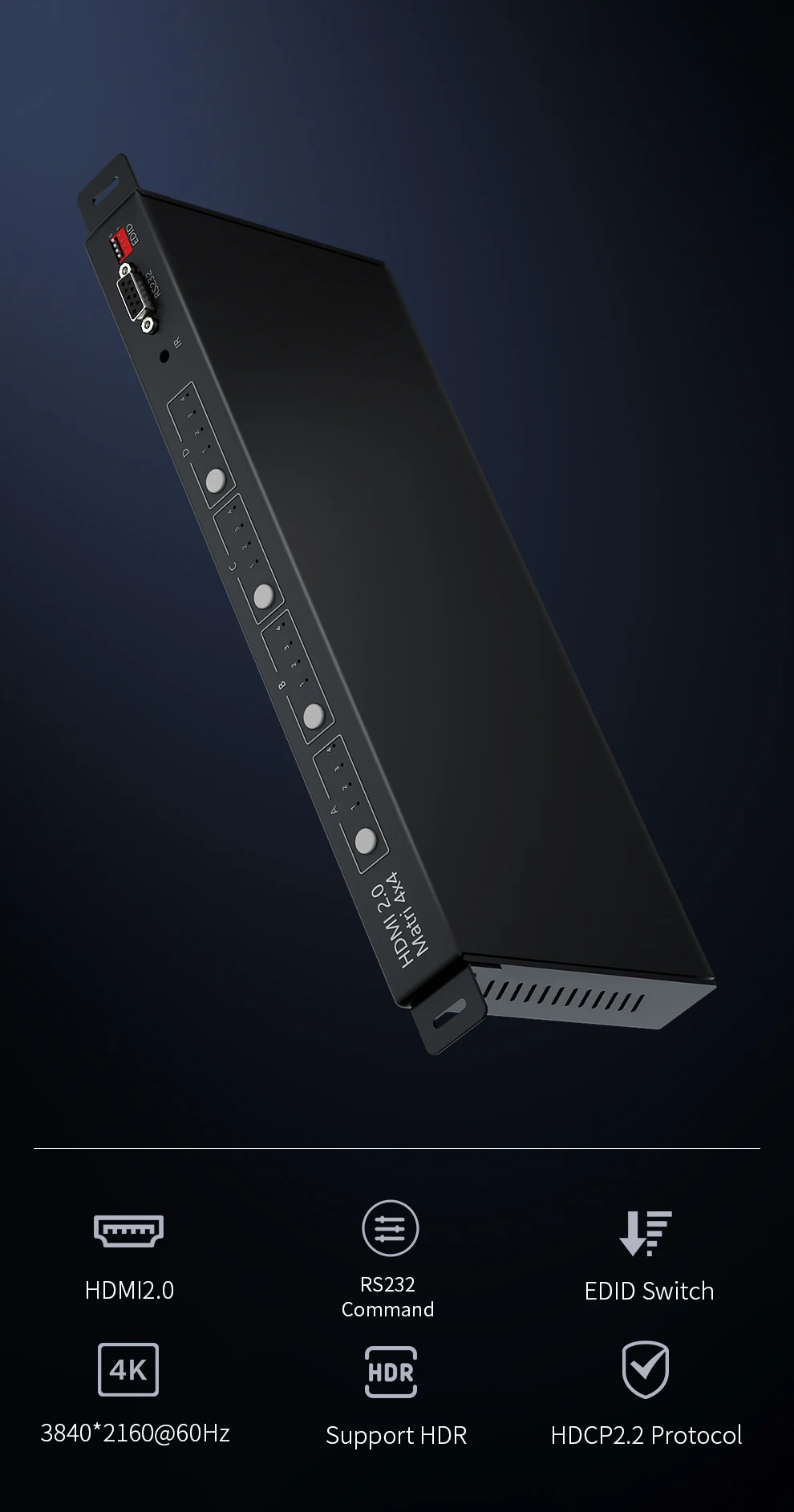 Unnlink HDMI 2,0 Matrix 4x4 UHD4K@ 60 Гц 1080@ 60 Гц разветвитель переключателя 4 входа 4 выхода матрица с RS232 ИК-пульт дистанционного управления для ТВ ps4