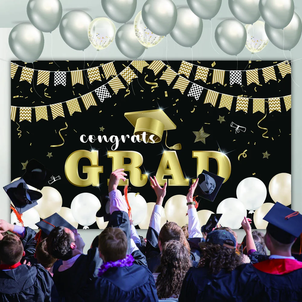 

185*110cm Congratulation Graduation Graduate Children Back To School Balloon Glitter Background Photography Backdrop