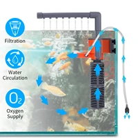submersible aquarium filter quiet fish tank internal filter pump 3 in 1 air oxygen water circulation for fish turtle tank 3w 5w